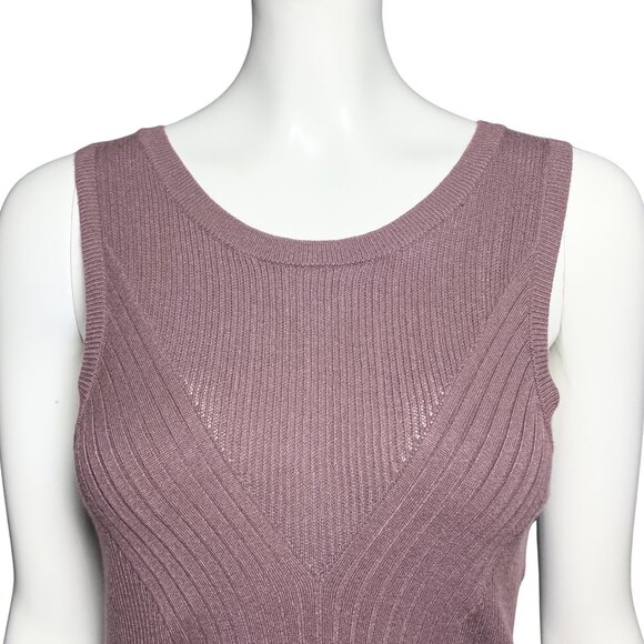 Express Mauve Ribbed Knit Tank Top. Medium. Minimalist Casual Layering Capsule - Picture 6 of 8